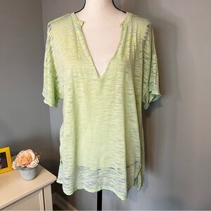 We the Free Green Sheer Short Sleeve Blouse